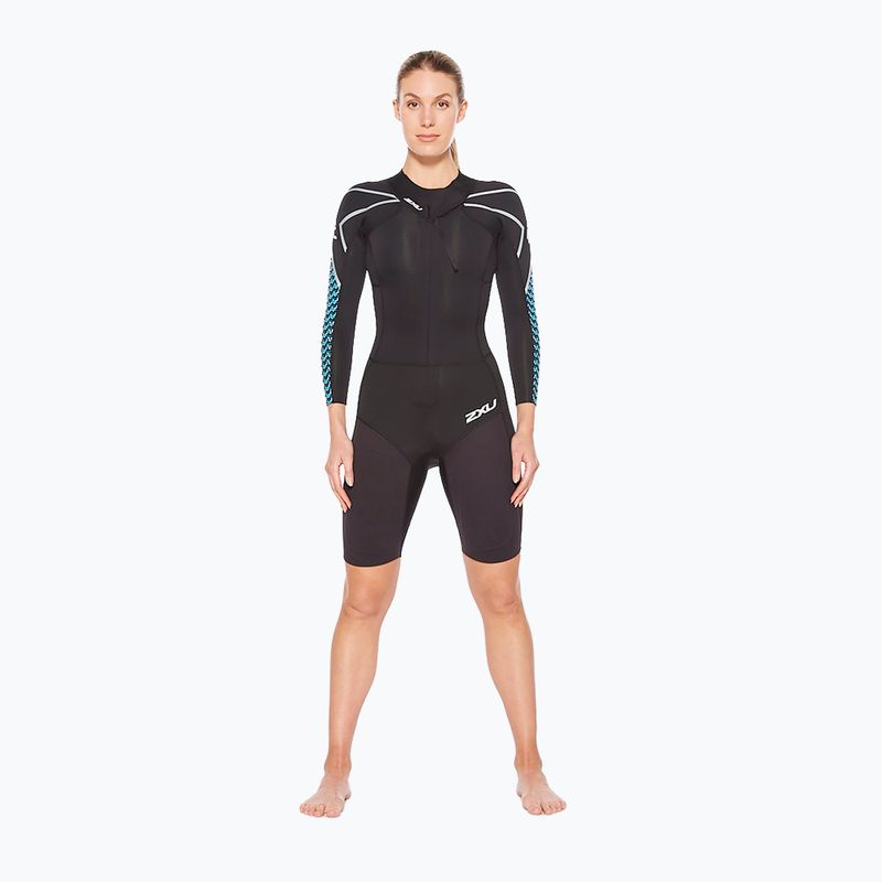 Pianka triathlonowa damska 2XU Swimrun 1 3 mm black/aquarius teal print