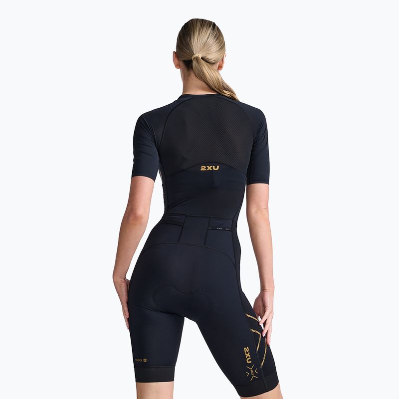 Kombinezon triathlonowy damski 2XU Light Speed Sleeved black/gold 2