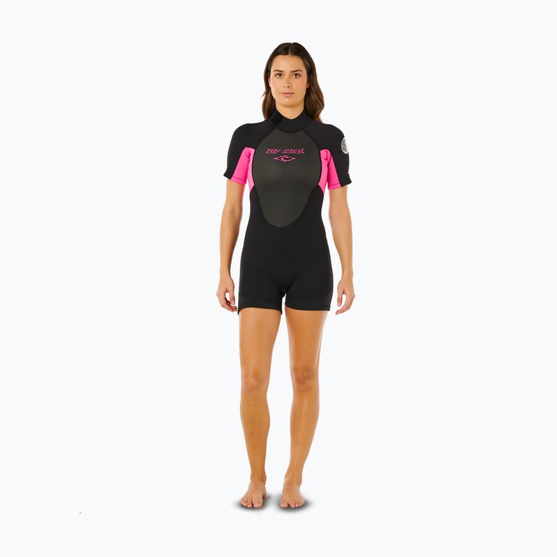 Pianka do pływania damska Rip Curl Omega 2/2 mm Back Zip Springsuit black/pink 2