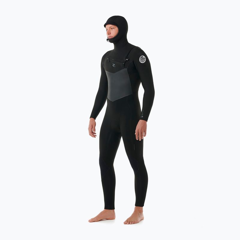 Pianka do pływania męska Rip Curl Dawn Patrol Hooded 6/4 mm Chest Zip black 3