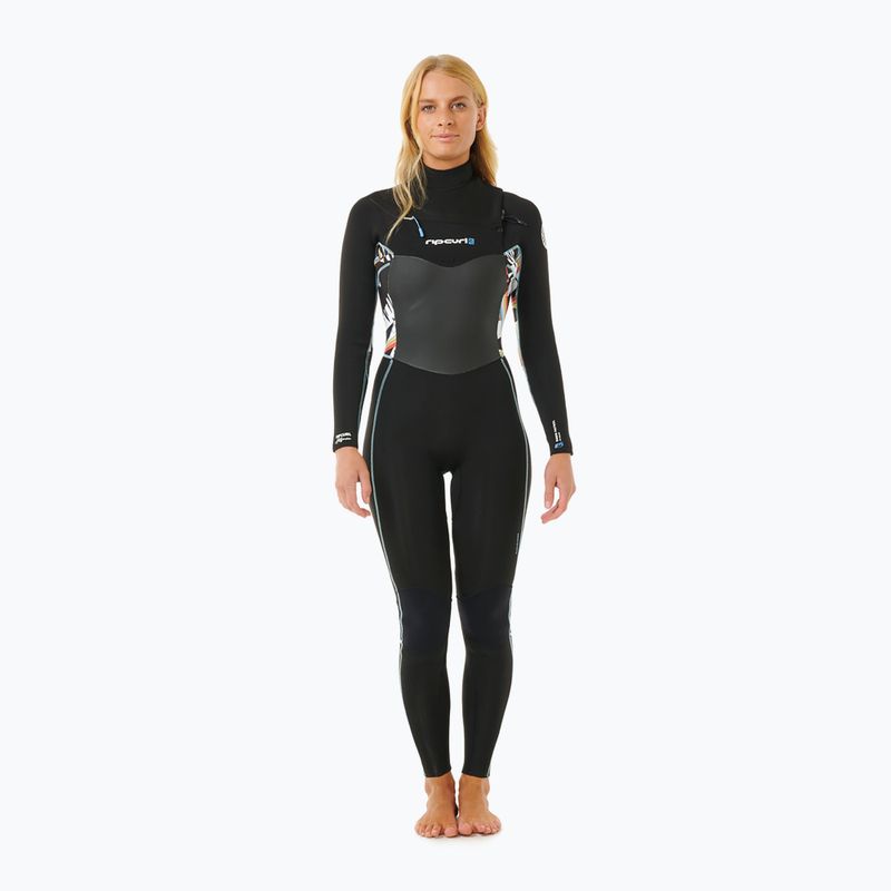 Pianka do pływania damska Rip Curl Dawn Patrol 4/3 mm Chest Zip Sublimed black/black/multi