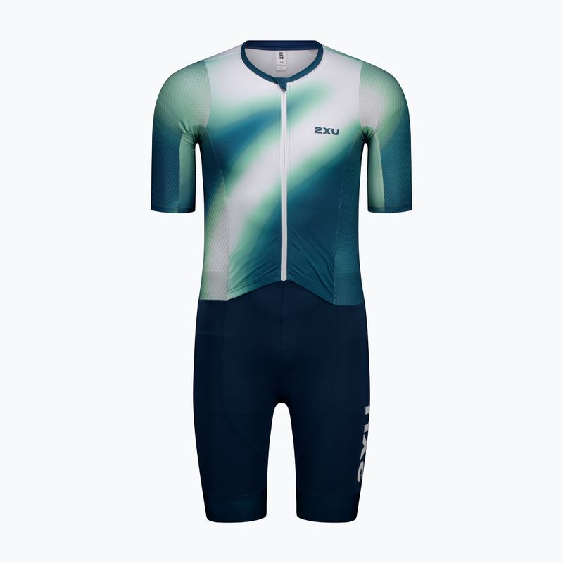 Kombinezon triathlonowy męski 2XU Aero Hex Sleeved jelly mint/majol 6
