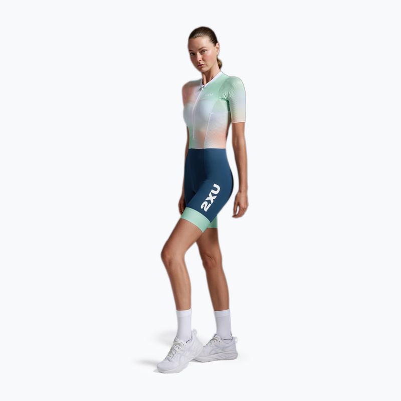 Kombinezon triathlonowy damski 2XU Aero Hex Sleeved jelly mint/majol 3