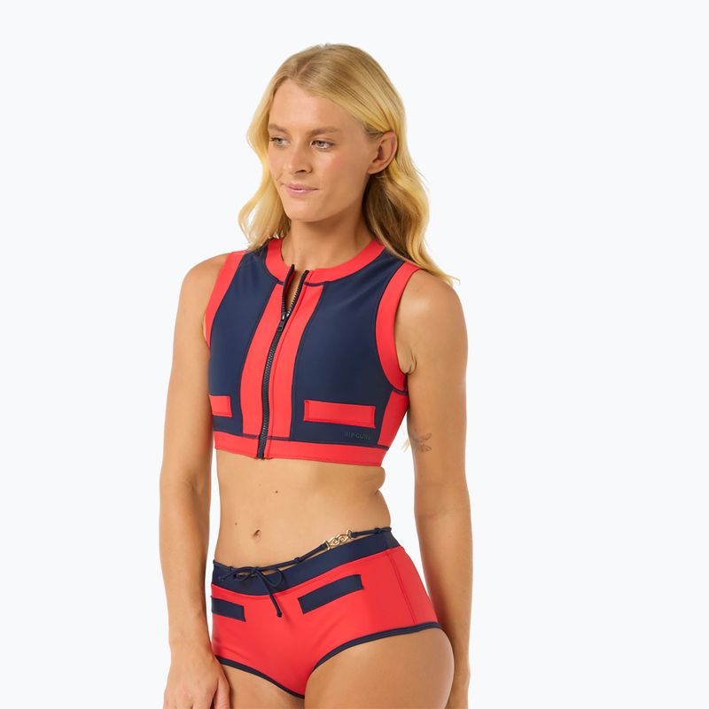 Góra od stroju kąpielowego Rip Curl Coco Short Sleeve Vest red/dark blue 4