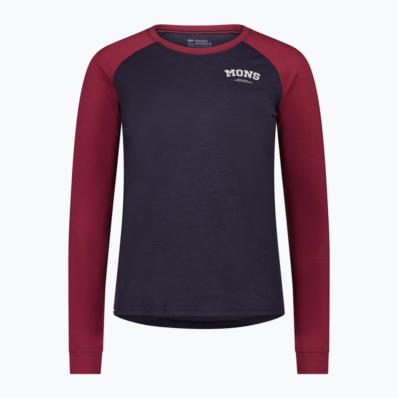 Bluza termoaktywna damska Mons Royale Icon Raglan cherry/ 9 iron 4