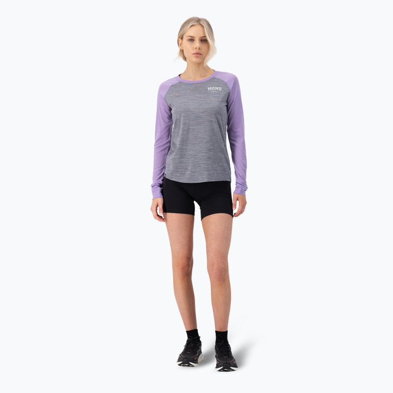 Bluza termoaktywna damska Mons Royale Icon Raglan grey heather/ lupin 2