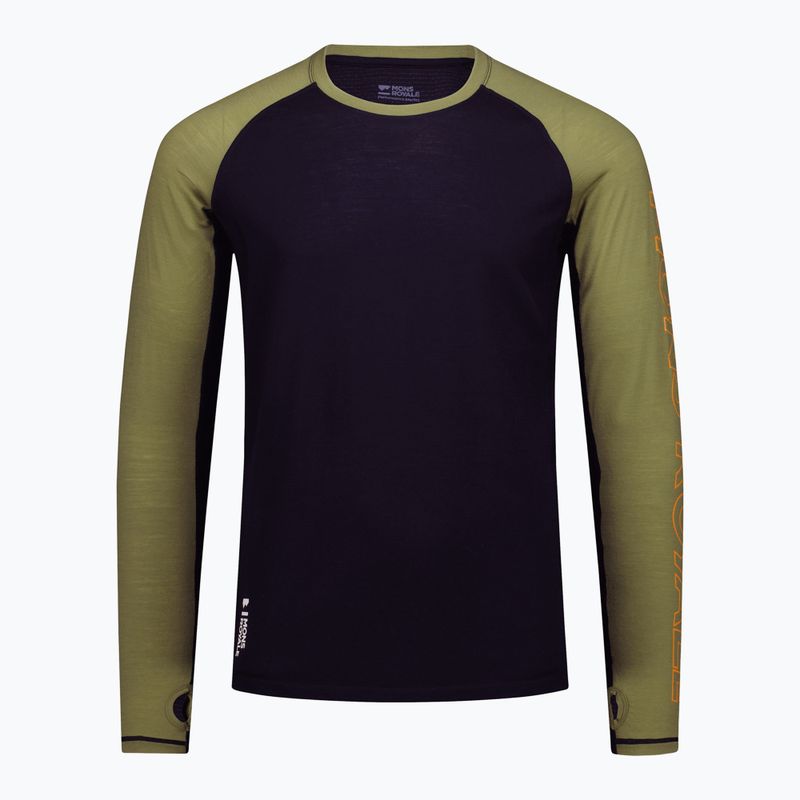 Longsleeve termoaktywny męski Mons Royale Temple Merino fern/black 3