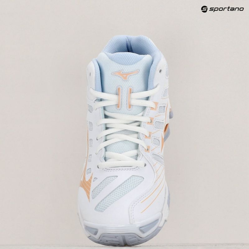 Buty do siatkówki damskie Mizuno Wave Voltage Mid white/peach parfait/halogen blue 9