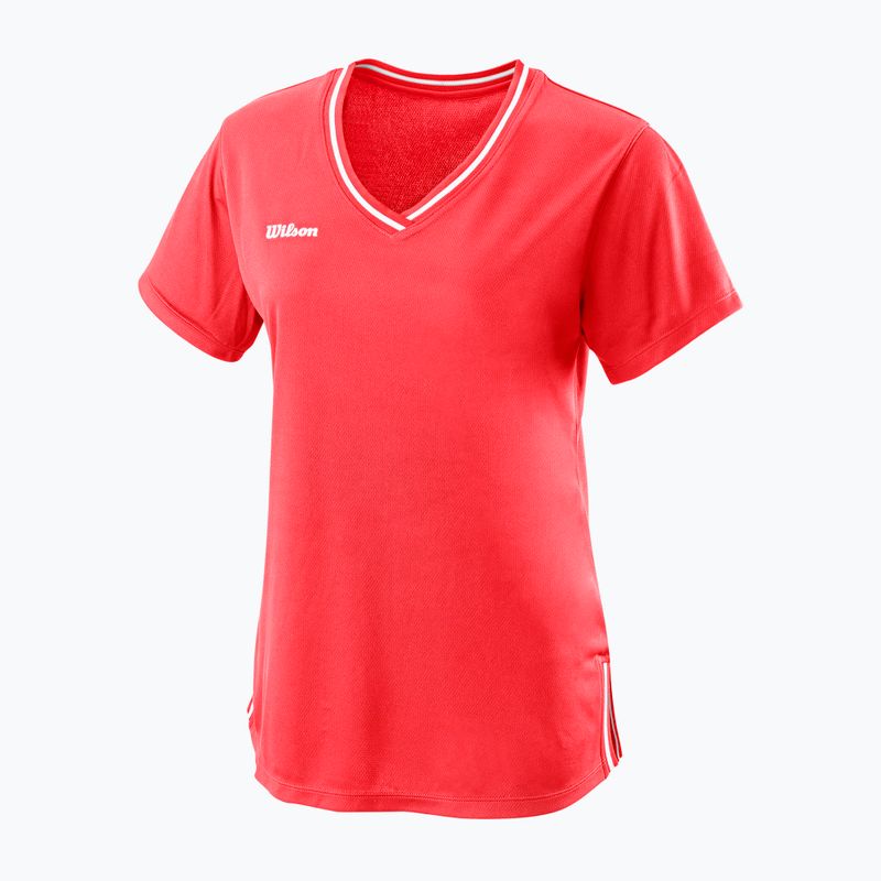 Koszulka tenisowa damska Wilson Team II V-Neck W fiery coral