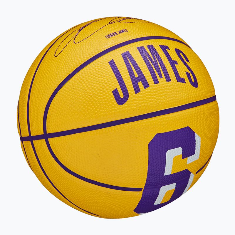 Piłka do koszykówki dziecięca Wilson NBA Player Icon Mini Lebron yellow rozmiar 3 2