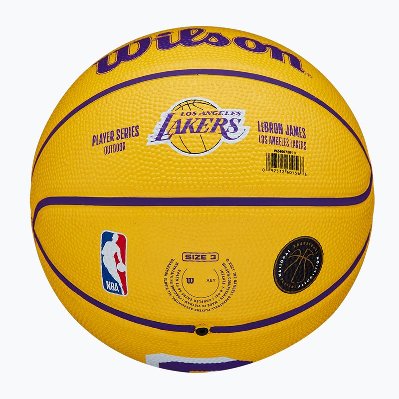 Piłka do koszykówki dziecięca Wilson NBA Player Icon Mini Lebron yellow rozmiar 3 6