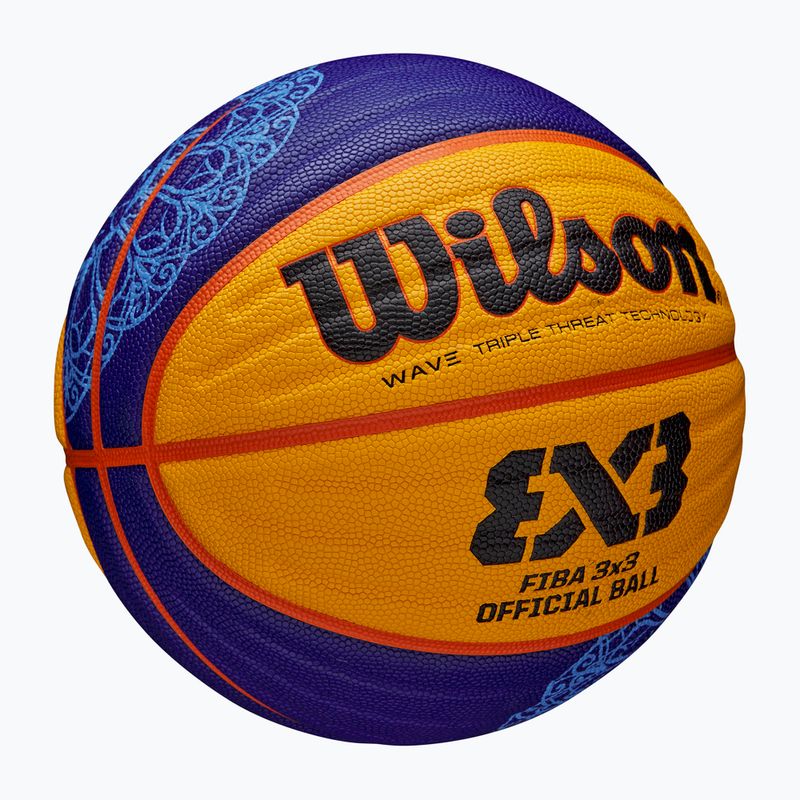 Piłka do koszykówki Wilson Fiba 3x3 Game Ball Paris Retail 2024 blue/yellow rozmiar 6 4