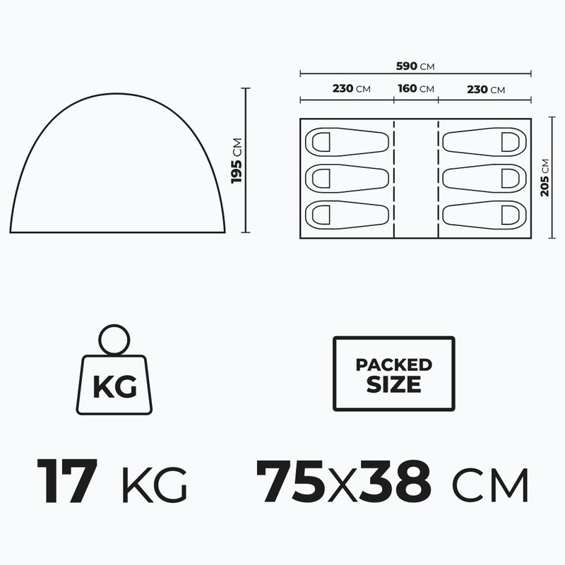 Namiot kempingowy dmuchany 6-osobowy KADVA AIRcamp 6.33 zielony 24