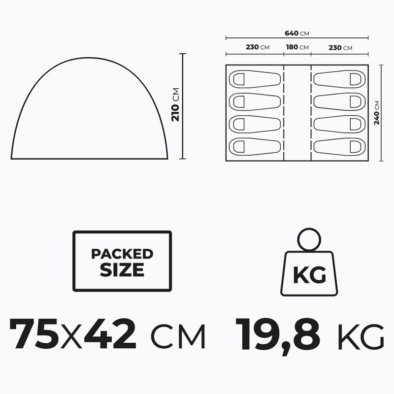 Namiot kempingowy dmuchany 8-osobowy KADVA AIRcamp 8.44 zielony 7