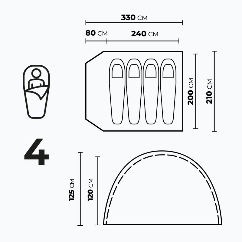 Namiot kempingowy 4-osobowy KADVA CAMPdome 4 niebieski 4