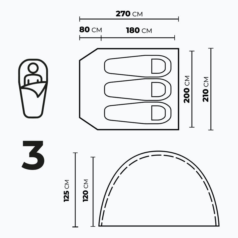 Namiot kampingowy 3-osobowy KADVA CAMPdome 3 niebieski 6