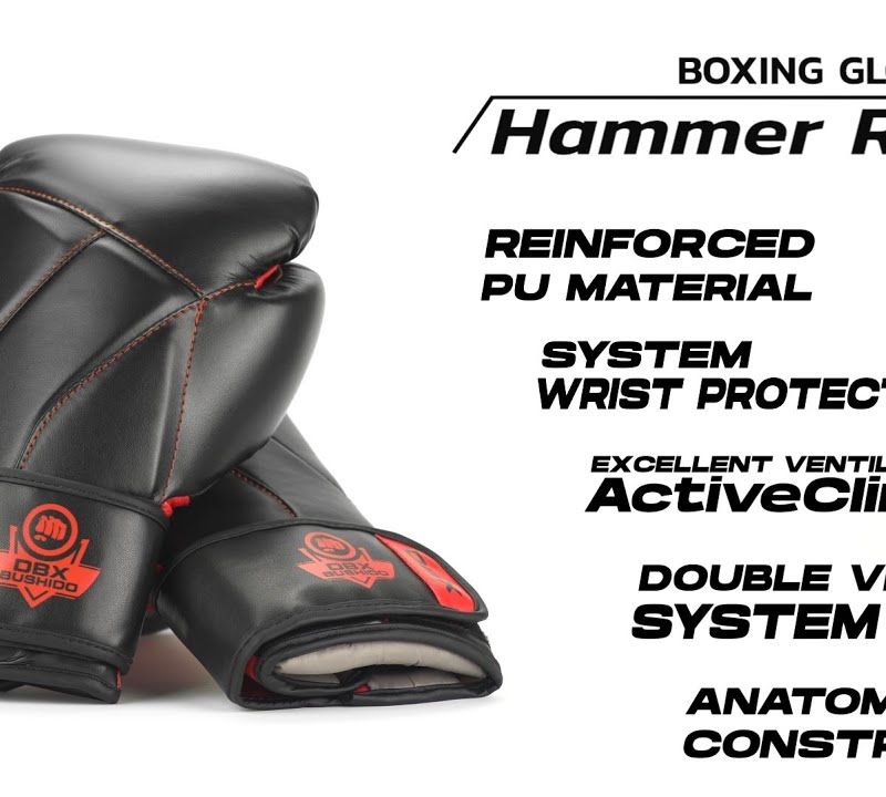 Rękawice bokserskie DBX BUSHIDO "Hammer - Red" Muay Thai czarne/czerwone 20