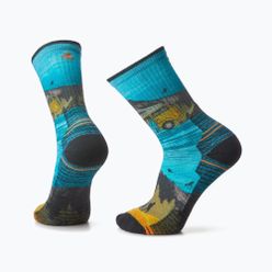 Skarpety trekkingowe Smartwool Hike Light Cushion Great Excursion Print Crew niebiesko-żółte SW001987150