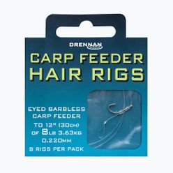 Przypon do methody Drennan Carp Feeder Hair Rigs z oczkiem hak bezzadziorowy 8 + żyłka 8 szt. bezbarwny HNHCFD016