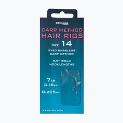 Przypon do methody Drennan Carp Method Hair Rigs z oczkiem hak bezzadziorowy + żyłka 8 szt. bezbarwny HNHCMT014