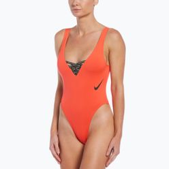 Strój pływacki jednoczęściowy damski Nike Sneakerkini U-Back pomarańczowy NESSC254
