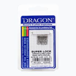 Agrafki spinningowe z krętlikami Dragon Super Lock 10 szt. srebrne PDF-50-75-120