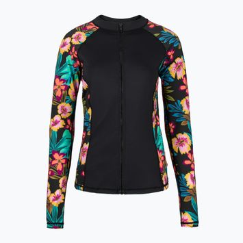 Longsleeve do pływania damski Hurley Fiji Fantasy Zip Front Rashguard black
