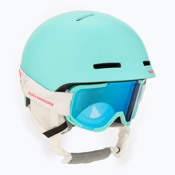 Kask narciarski dziecięcy Salomon Player Combo + Gogle XV Jr aruba blue