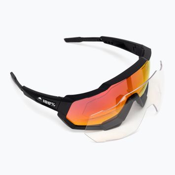 Okulary przeciwsłoneczne 100% Speedtrap soft tact black/hiper red multilayer mirror
