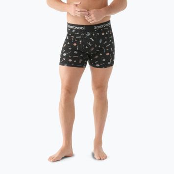 Bokserki termoaktywne męskie Smartwool Merino Print Boxer Brief black gone camping