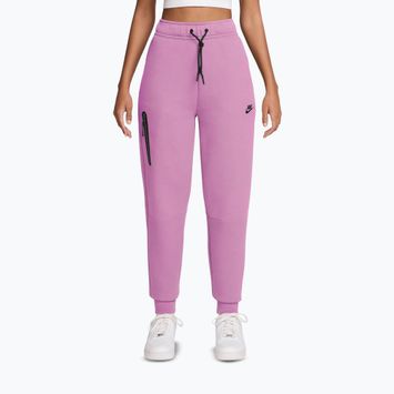Spodnie damskie Nike Sportswear Tech Fleece Mid-Rise light magenta/black