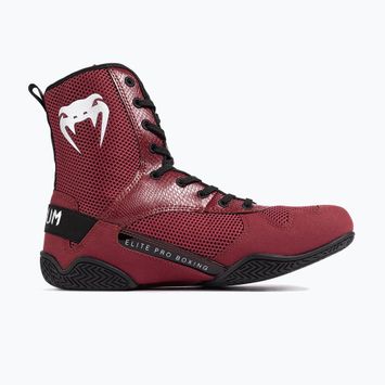 Buty bokserskie Venum Elite Boxing wine lees/silver logo