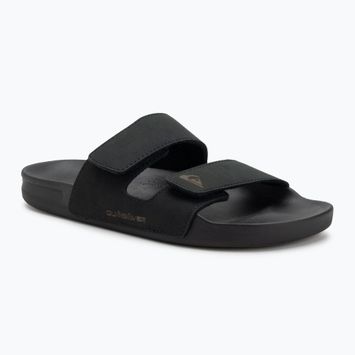 Klapki męskie Quiksilver Rivi Leather Double Adjust black 1