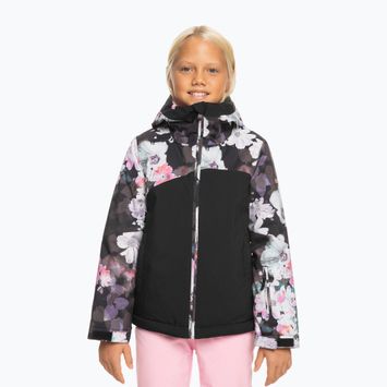 Kurtka snowboardowa dziecięca ROXY Greywood Girl true black blurry flower