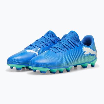 Buty piłkarskie dziecięce PUMA Future 7 Play FG/AG Jr hyperlink blue/mint/puma white