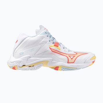 Buty do siatkówki damskie Mizuno Wave Lightning Z8 Mid white/calypso coral/pale banan