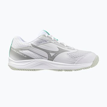 Buty do siatkówki dziecięce Mizuno Cyclone Speed 5 white/black/frozen emerald