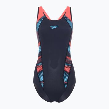 Strój pływacki jednoczęściowy damski Speedo Placement Laneback zoom boom placement/true navy