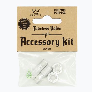 Nakrętka na wentyl Peaty's X Chris King MK2 Tubeless Valves Accessory Kit silver