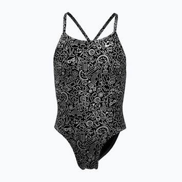 Strój pływacki jednoczęściowy dziecięcy Nike Hydrastrong Charms Multi Print Lace Up Back black