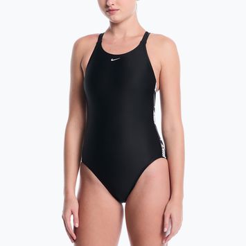Strój pływacki jednoczęściowy damski Nike Logo Tape Fastback black