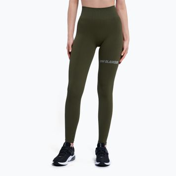 Legginsy treningowe damskie Gym Glamour Push Up khaki