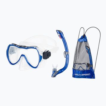 Zestaw do snorkelingu AQUA-SPEED Enzo + Evo maska + fajka + worek niebieski