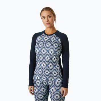 Longsleeve termoaktywny damski Helly Hansen Lifa Merino Midweight Graphic Crew navy star pixel