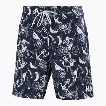 Szorty kąpielowe męskie Helly Hansen Newport Boardshorts 8" navy nautical aop