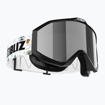 Gogle narciarskie dziecięce Bliz Liner Jr black white logo/brown&silver mirror