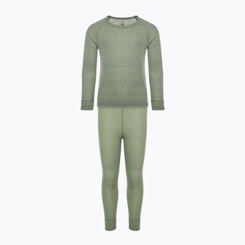 Komplet bielizny termoaktywnej dziecięcej ODLO Active Warm Eco odlo steel grey melange/matte green