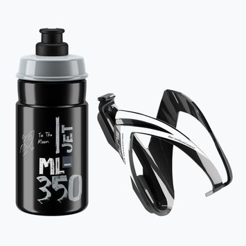 Zestaw rowerowy Elite CEO Kit Jet koszyk + bidon 350 ml black glossy/black/logo grey