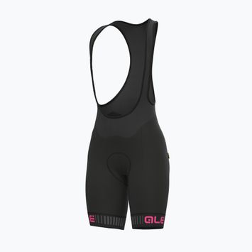 Spodenki rowerowe damskie Alé Traguardo Bibshorts black/fluo pink