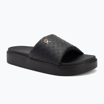 Klapki damskie Tommy Hilfiger Platform Monogram Poolslide black